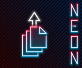 Aufkleber - Glowing neon line Data export icon isolated on black background. Colorful outline concept. Vector
