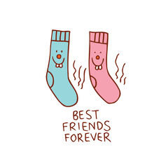 Wall Mural - best friends forever - funny smelly pair of mismatched socks characters