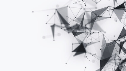 Wall Mural - Abstract geometric background with triangular cells for design. Black and white digital illustration with polygons on a light background.
