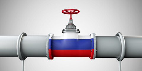 Russia oil and gas fuel pipeline. Oil industry concept. 3D Rendering