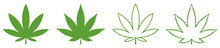Set Of Green Marijuana Leafs. Vector Illustration Isolated On White Background