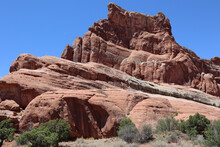 Breathtaking View Of Layered Rugged Red Rock Landscape In Capitol Reef National Park, Utah, USA