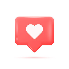 Poster - glossy 3d notification icon like. icon for social networks or apps. vector illustration isolated on white background.