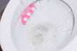 rinse water in a clean toilet. close-up