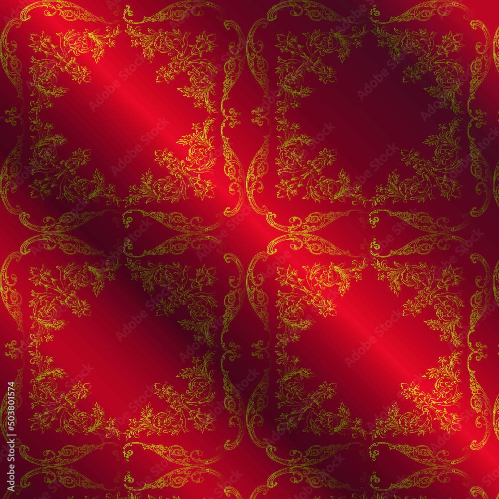 Royal vector textile on red background, luxury red royal wallpaper, layout design, poster template, background, art
