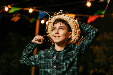 Portrait of a boy during the typical Brazilian Festa Junina