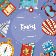 Poster - travel world tour lettering