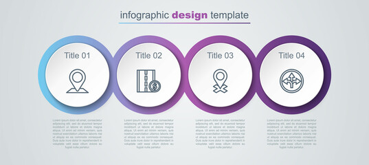 Wall Mural - Set line Location, Toll road traffic sign, and Road. Business infographic template. Vector