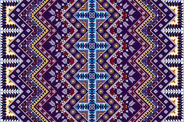 Wall Mural - Ikat ethnic seamless pattern design. Aztec fabric carpet mandala ornaments textile decorations wallpaper. Tribal boho native ethnic turkey traditional embroidery vector background 