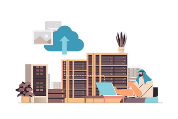 Poster - arab man working in data center technical room hosting server database concept horizontal portrait