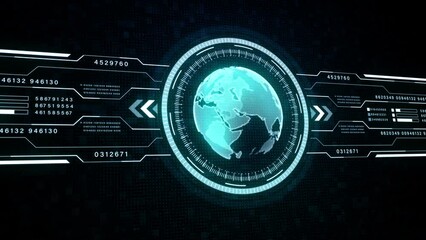 Aufkleber - World digital hud cyberspace technology abstract background concept animation 4k, 3d rendering