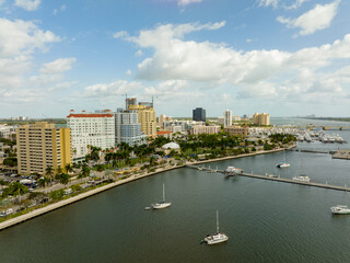 Fototapete - Downtown West Palm Beach Florida shot with drone