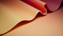 Yellow And Orange Wavy Wallpaper. Contemporary 3D Gradient Background With Copy-Space.