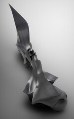 Sticker - 3d rendering of an abstract object on a gray background