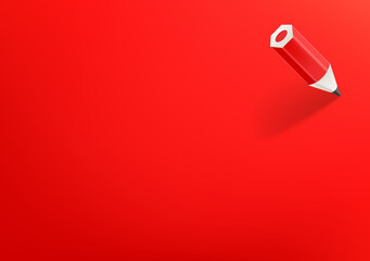 Poster - Vector wallpaper with red crayon. 3d vector background with copy space