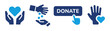 Donate icon collection. Donation symbol. Charity and volunteer concept. Vector illustration