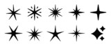 Fototapeta  - Sparkle star icon collection. Twinkling stars symbol in black design. Vector illustration.