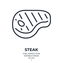 Wall Mural - grilled steak editable stroke outline icon isolated on white background flat vector illustration. pi