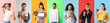 © Pixel-Shot - Set of stylish teenagers on color background