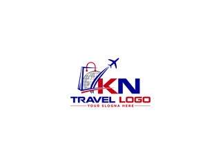 KN k n Logo Icon Vector, Letter Kn Logo Letter Design For Travel Agency