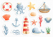 Sticker sheet summer, nautical vector illustration