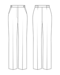 Wall Mural - Fashion technical drawing of straight leg trousers.
