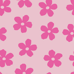 Poster - Pink floral pattern, seamless vector background