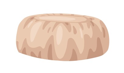 Poster - Floor cushion. Round pillow chair. Cosy comfortable soft seat. Modern interior furniture for sitting, relaxing. Flat vector illustration isolated on white background