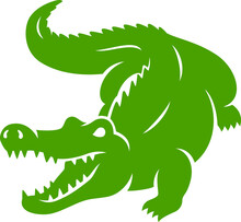 Simple Illustration Of Green Alligator Opening Its Mouth