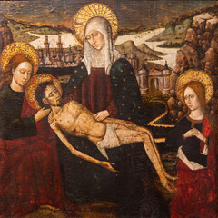 Papier Peint - VALENCIA, SPAIN - FEBRUAR 14, 2022: The painting of Pieta in the Cathedral by Nicolas Falco (1490 - 1500).