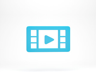Poster - 3d rendering, 3d illustration. Play Video icon. minimal simple film movie icon for social media.