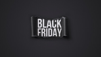 Black Friday promotional banner with torn paper hole