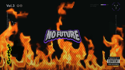 Wall Mural - Modern pixel fire texture background with 