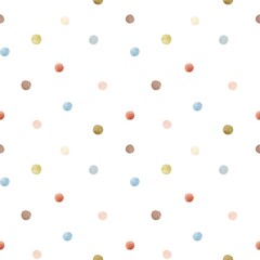 Beautiful seamless pattern with hand drawn watercolor dots.