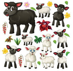 Wall Mural - Cute animals set on white background