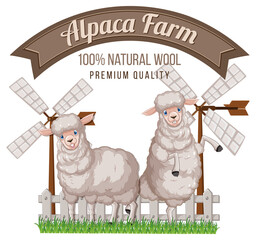 Wall Mural - Alpaca farm logo for wool products