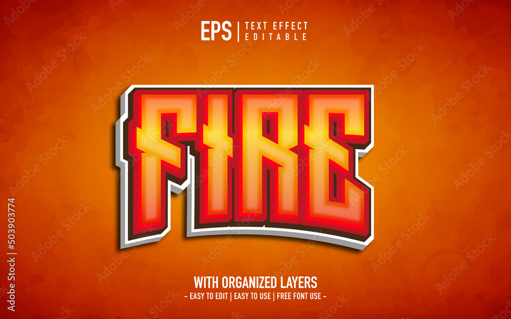 fire text effect in cartoon style Stock Vector | Adobe Stock