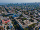 Fototapeta Miasto - Panoramic view of Odessa city center, Ukraine. City landscape, top view. Black Sea. warm summer day