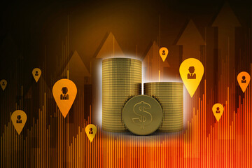 Poster - 3d rendering Gold coins illustration
