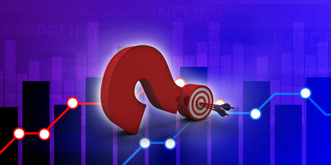 Poster - 3d rendering question mark with target