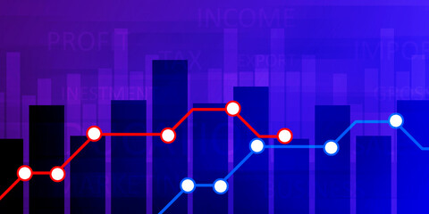 Poster - 2d rendering Stock market online business concept. business Graph 