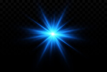 Glow Effect. Blue Glowing Particles, Stars. Vector Illustration.