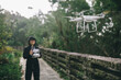 © lzf - People remote control a flying drone