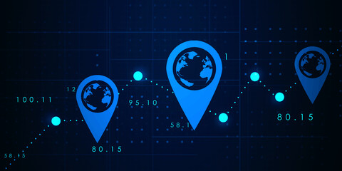 Poster - 2d rendering Red map pointer

