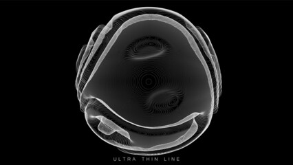 Aufkleber - ultra thin line fluid geometry. dynamic vector distorted spheres.