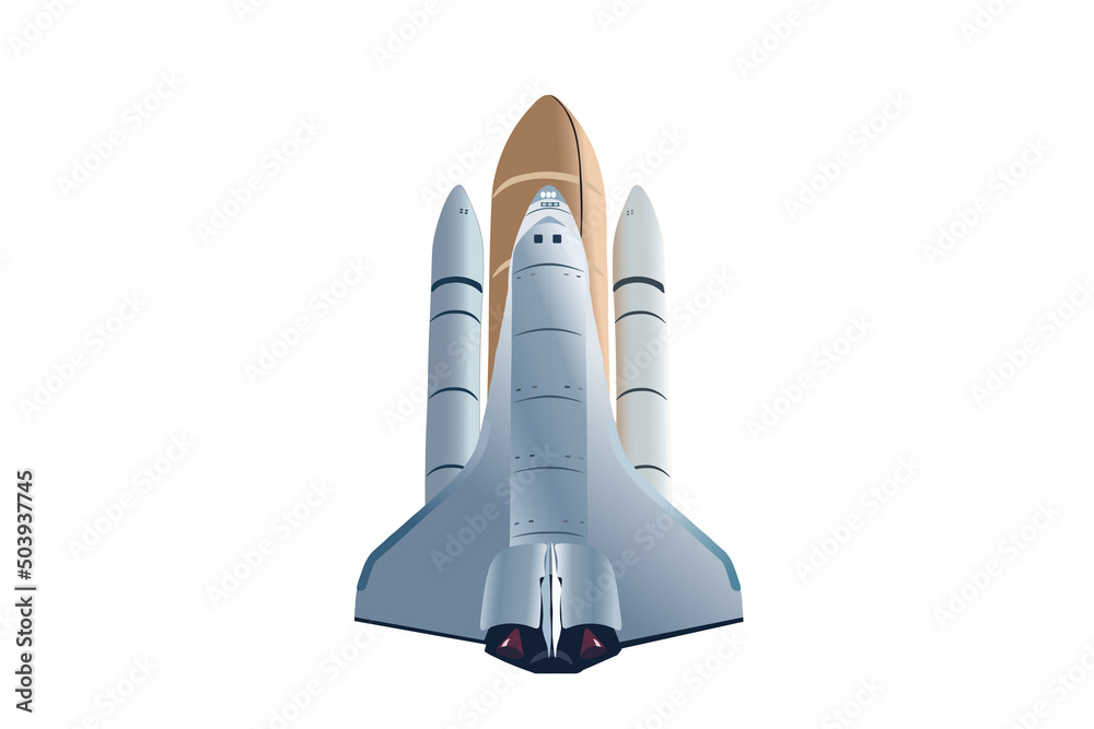 Space shuttle isolated on white background. Vector, illustration Stock ...