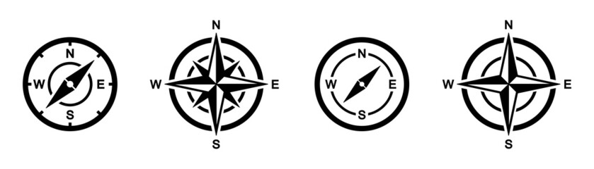 compass icon set. wind rose icon, vector illustration