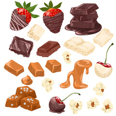 Wall Mural - Set of confectionery flavors, chocolate salted caramel