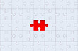© OlekStock - Unfinished white puzzle jiggle pieces on red background. Educational games. Hobby and leisure. Business solutions. Teamwork concept. Joint problem solving. 3d render