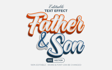 Father and son text effect style. Editable text effect.